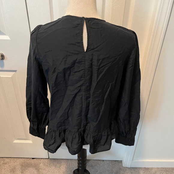 Zara Black Top with Floral Embroidery - Picture 7 of 12